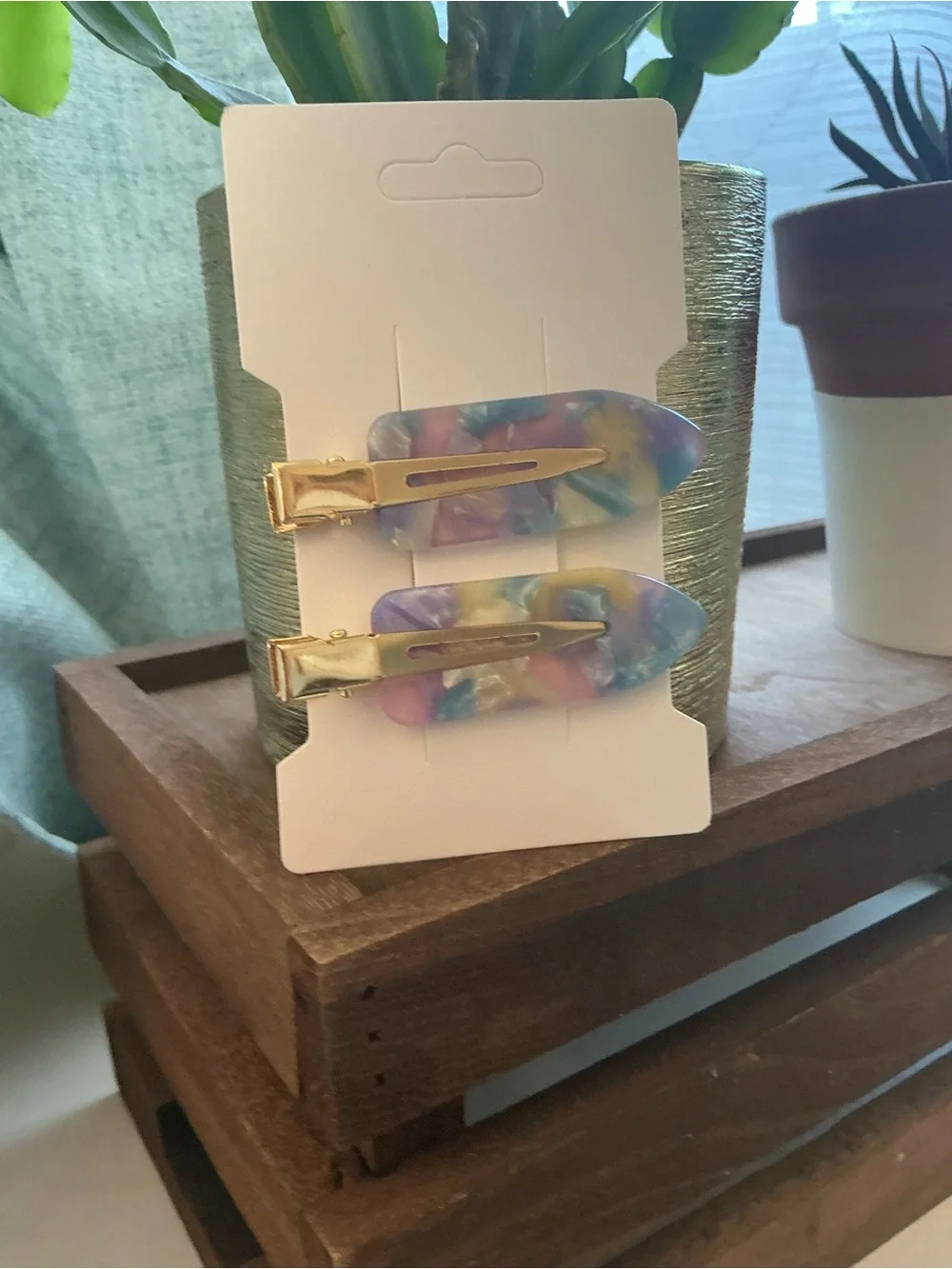 Hair Dance Pastel Marble Resin Hair Clips - Pink, Purple, Blue, Yellow